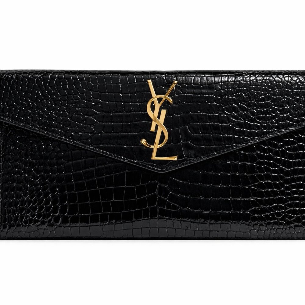 YSL Uptown Croc Embossed